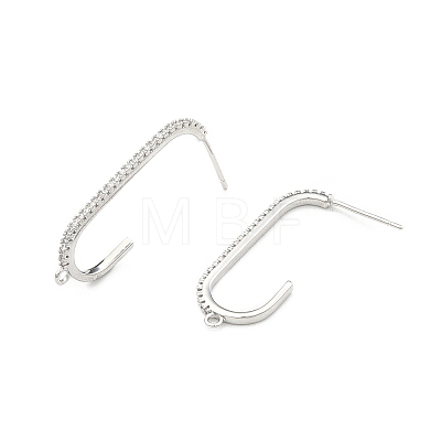 Brass Clear Cubic Zirconia Stud Earring Findings KK-N216-544P-1