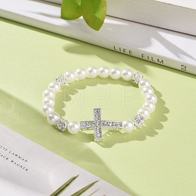 Alloy Rhinestone Religion Cross Bracelets BJEW-JB09096-1