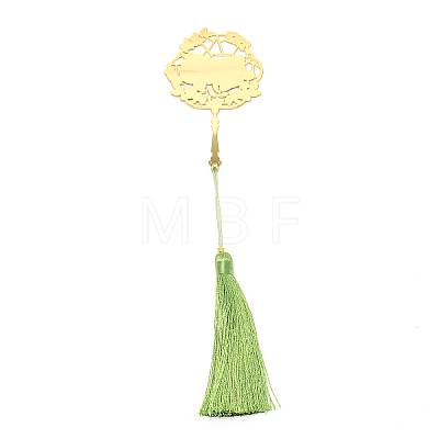 Panda Brass Bookmark with Tassel for Reader AJEW-WH0029-60-1