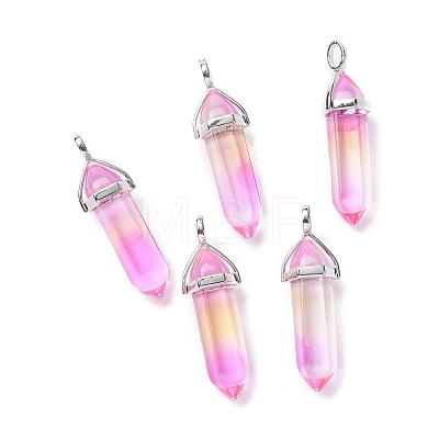 Faceted Bullet Glass Pointed Pendants KK-E282-01P-03-1