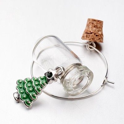 Glass Wishing Bottle Wine Glass Charms X-AJEW-JO00134-1
