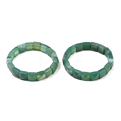 Natural Green Onyx Agate Beads Stretch Bracelets for Women Men BJEW-C097-06-14-1