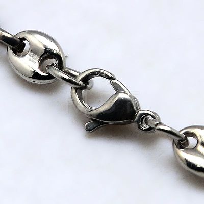 Fashionable 304 Stainless Steel Coffee Bean Chain Necklaces NJEW-I008-34C-1