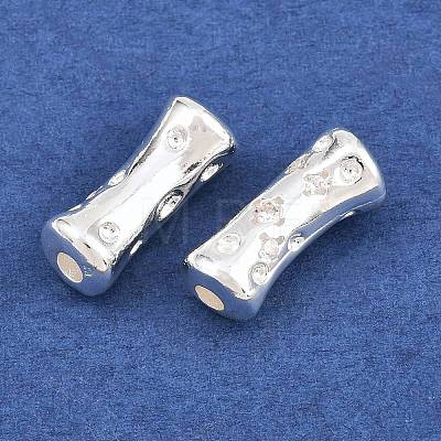 Brass Micro Pave Clear Cubic Zirconia Beads KK-Z162-21S-1