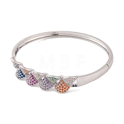Brass Pave Colorful Cubic Zirconia Hinged Bangles for Women BJEW-S147-32P-C-1