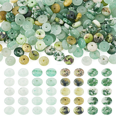 180Pcs 4 Styles Natural Serpentine Jade & Green Aventurin & Green Spot Jasper Beads G-TA0003-08B-1