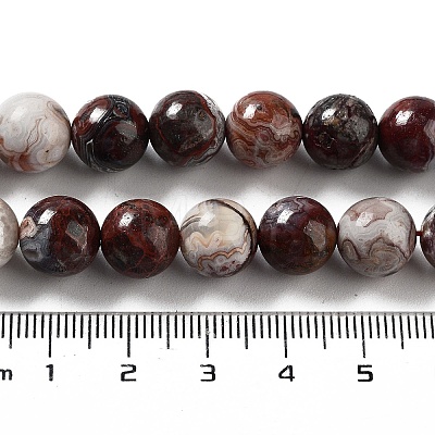 Natural Mexican Red Laguna Lace Agate Round Beads Strands G-NH0005-A31-02-1