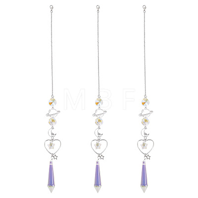 3Pcs Alloy Planet Moon Hanging Ornaments HJEW-TA00367-1
