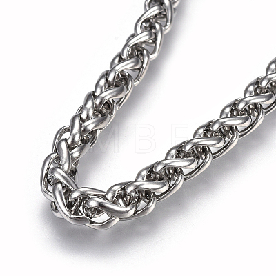 304 Stainless Steel Wheat Chain Necklaces NJEW-F242-14P-F-1