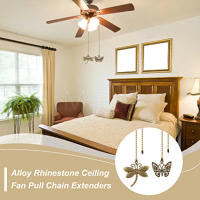 6Pcs 6 Style Insect Theme Tibetan Style Alloy Ceiling Fan Pull Chain Extenders PALLOY-AB00232-1