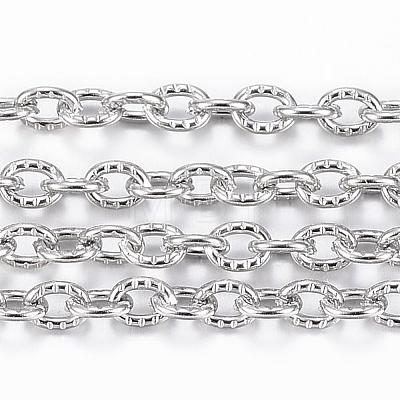 Tarnish Resistant 304 Stainless Steel Textured Cable Chains CHS-H012-01P-1