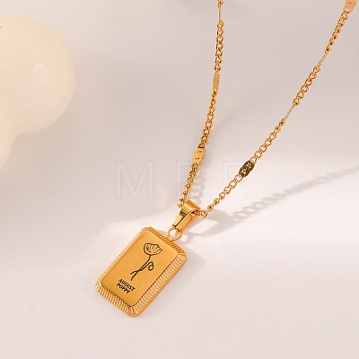304 Stainless Steel Birth Flower Tag Pendant Necklaces for Women WG25FDF-08-1