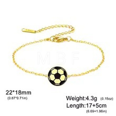 304 Stainless Steel Sport Ball Link Bracelets for Women WG444BD-10-1
