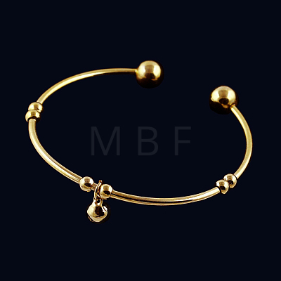 Beautiful Design Real 18K Gold Plated Brass Charm Torque Cuff Bangle BJEW-EE0001-06-1