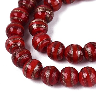 Handmade Gold Sand Lampwork Beads Strands LAMP-Q041-10C-1