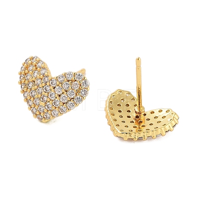 Rack Plating Heart Brass Stud Earrings EJEW-N055-41G-RS-1