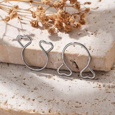 304 Stainless Steel Heart Clip on Nose Rings AJEW-A062-01B-P-1