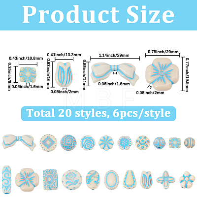 120Pcs 20 Styles Opaque Acrylic Enamel Beads OACR-SC0003-10-1