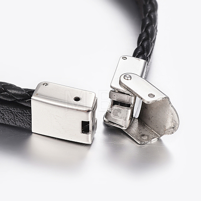 Leather Braided Cord Bracelets BJEW-E324-A10-1