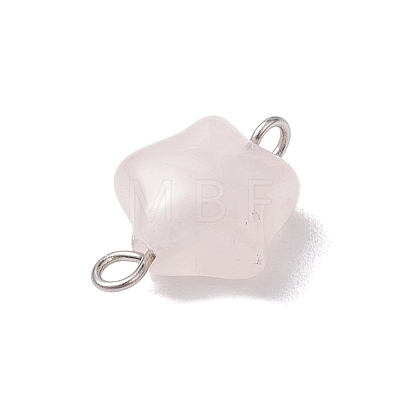 Natural Rose Quartz Connector Charms PALLOY-JF02734-02-1