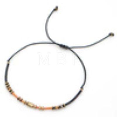 Glass Seed Bead & Brass Beads Braided Bead Bracelets DN7450-9-1