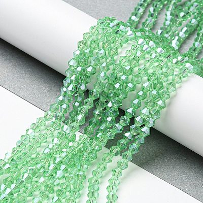 Transparent Electroplate Glass Beads Strands GLAA-F029-4mm-C24-1