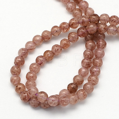 Natural Strawberry Quartz Round Beads Strands X-G-S141-01-1