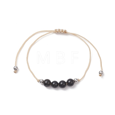 3Pcs 3 Style Natural Obsidian Braided Bead Bracelets Set BJEW-JB09334-03-1