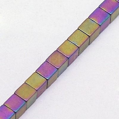 Electroplate Non-magnetic Synthetic Hematite Beads Strands G-J170B-4x4mm-04-1