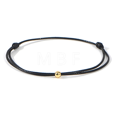 Brass Round Ball Polyester Cord Braided Bracelets QR8302-4-1