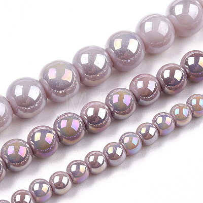 Electroplate Opaque Glass Beads Strands GLAA-T032-P6mm-AB07-1