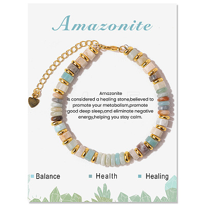 Adjustable Natural Flower Amazonite Bead Bracelets PW-WG4E155-05-1