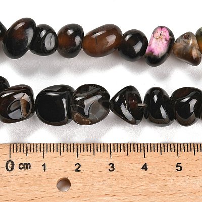 Natural Black Agate Beads Strands G-L595-B02-01-1