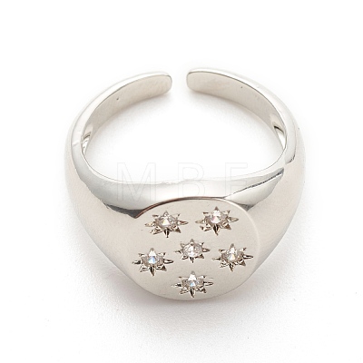 Clear Cubic Zirconia Star Cuff Ring RJEW-A003-02P-1