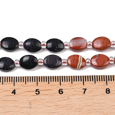 Natural Red Jasper & Lemon Jade & Synthetic Goldstone & Blue Goldstone & Blue Lace Agate Beads Strands G-Z135-A05-1