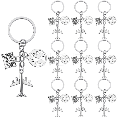 20Pcs Airplane Alloy Keychains KEYC-SC00030-1