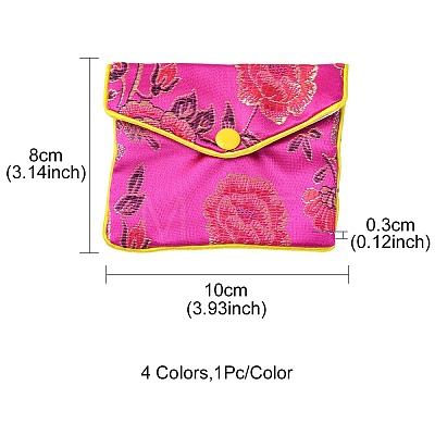 Rectangle Floral Embroidery Cloth Zipper Pouches ABAG-YW0001-03B-1