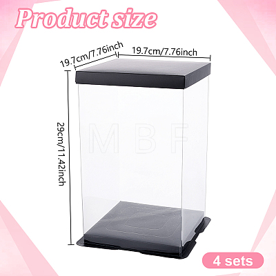 4 Sets Clear Plastic Packing Boxes with Paper Top and Bottom CON-GO0001-28B-1