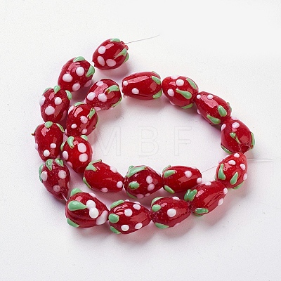 Handmade Lampwork 3D Strawberry Beads LS-X-LAMP-R109A-15-1