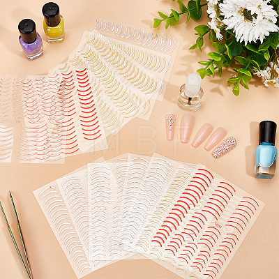 Olycraft 12Pcs 6 Colors Imitation Metal Line Nail Art Stickers MRMJ-OC0003-93-1