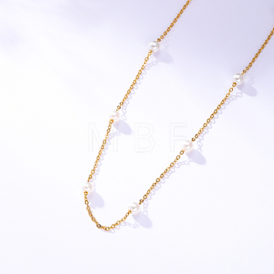 Stainless Steel Chain Necklace with Imitation Pearl Beaded for Women ZY9444-1