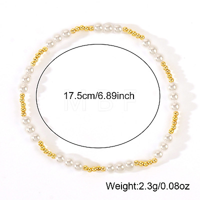 Fashionable Brass & Imitation Pearl Stretch Bracelets MT0601-1