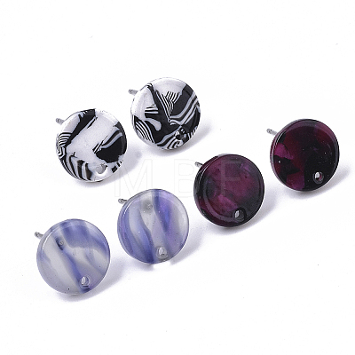 Cellulose Acetate(Resin) Stud Earring Findings KY-R022-021-1