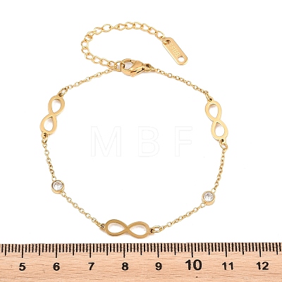 Infinity 304 Stainless Steel Rhinestone Link Bracelets BJEW-B171-12G-1