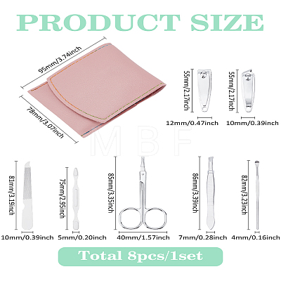 PVC Leather Case & Zinc Alloy & Carbon Steel Manicure Tools Sets: EarPicks MRMJ-WH0086-62C-1