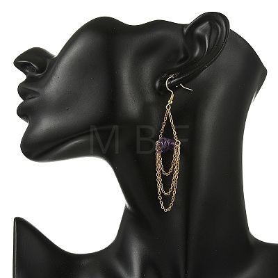 Natural Amethyst Dangle Earrings EJEW-JE07287-01-1