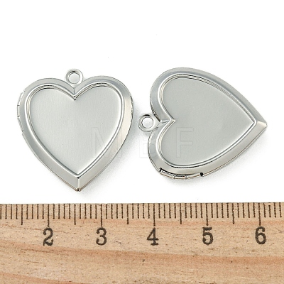 Rack Plating Heart Brass Locket Pendants KK-T071-11P-1