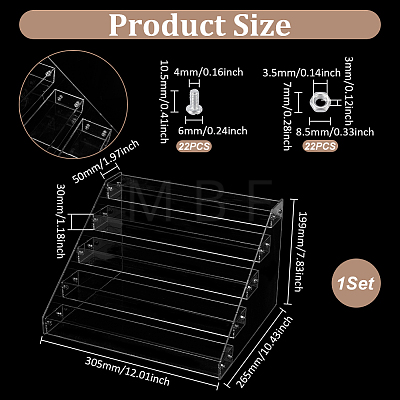 Transparent Acrylic 5 Layers Nail Polish Display Rack ODIS-UN0001-22B-1
