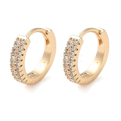 Brass Micro Pave Clear Cubic Zirconia Hoop Earrings EJEW-S234-01G-1