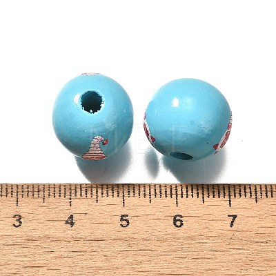 Valentine's Day Element Printed Wood Beads WOOD-R002-01-23-1